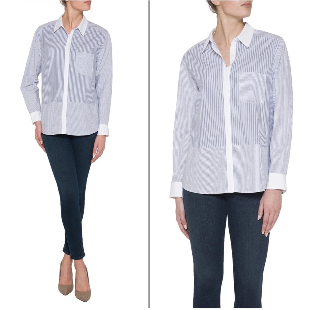 NYDJ Blue Striped Blouse NWOT